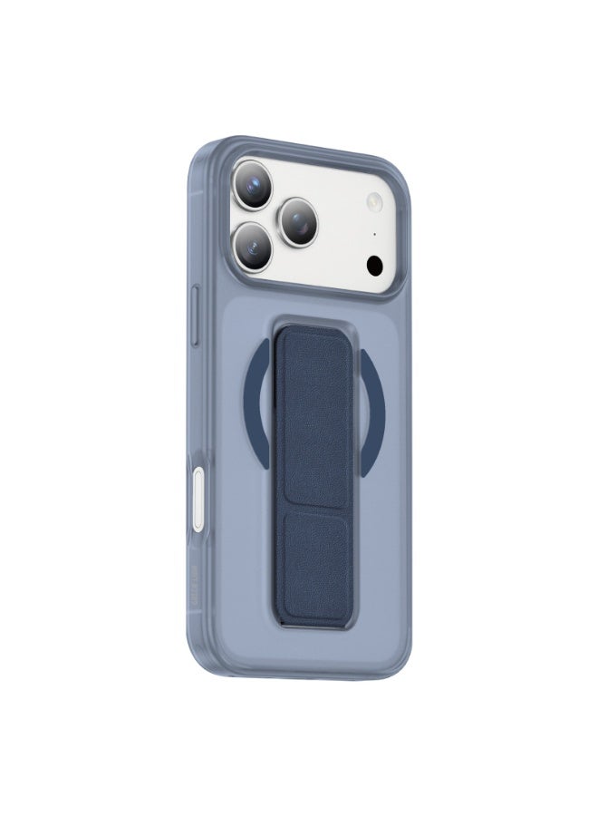 GREEN LION iPhone 17 Pro Max MagSafe Case GRIP 360 Back Cover / Leather Grip Strap / Foldable Stand / Strong Magnets / Drop Protection / Camera Protection / Scratch Resistant - Blue Titanium - Image 1