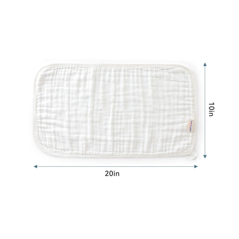 Maliton Muslin Burp Cloths for Baby 6 Pack Large 20''x10'' 100% Cotton Burp Cloths Absorbent and Soft 6 Layers Muslin Baby Stuff for Newborn Unisex(White, Pack of 6) - Image 5