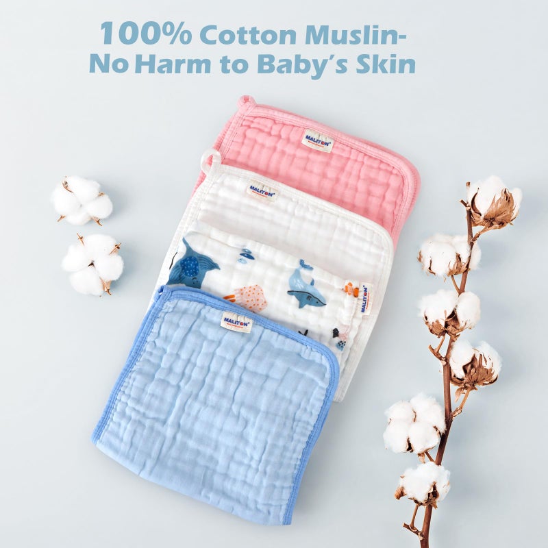 Maliton Muslin Burp Cloths for Baby 6 Pack Large 20''x10'' 100% Cotton Burp Cloths Absorbent and Soft 6 Layers Muslin Baby Stuff for Newborn Unisex(White, Pack of 6) - Image 4