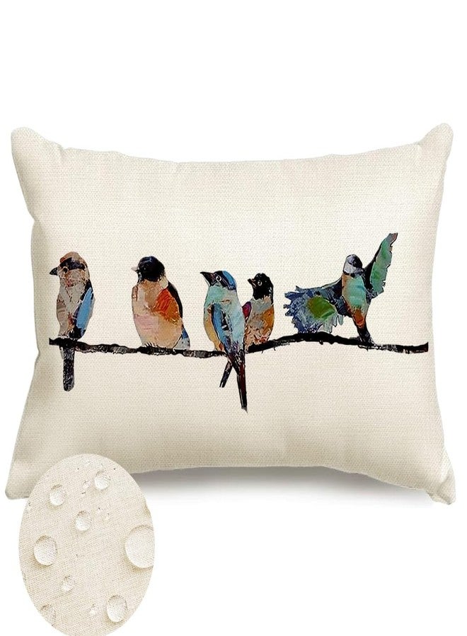 RABUSOFA Outdoor Pillow Covers Waterproof 12x20,Outdoor Bird Lumbar Throw Pillow Cases Small Decorative Pillows for Couch Patio Furniture Polyester Linen Teal Blue - Image 1