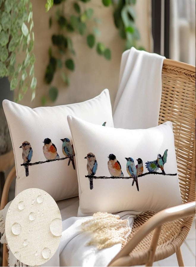 RABUSOFA Outdoor Pillow Covers Waterproof 12x20,Outdoor Bird Lumbar Throw Pillow Cases Small Decorative Pillows for Couch Patio Furniture Polyester Linen Teal Blue - Image 4