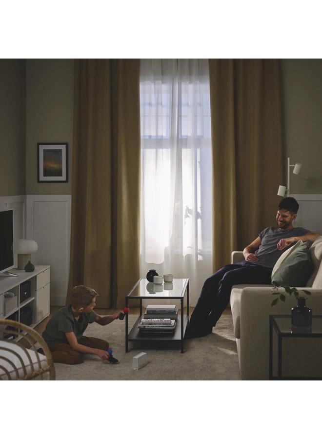 erorex Room Darkening Curtains, 1 Pair, With Heading Tape/Yellow-Beige, 135X300 Cm - Image 2