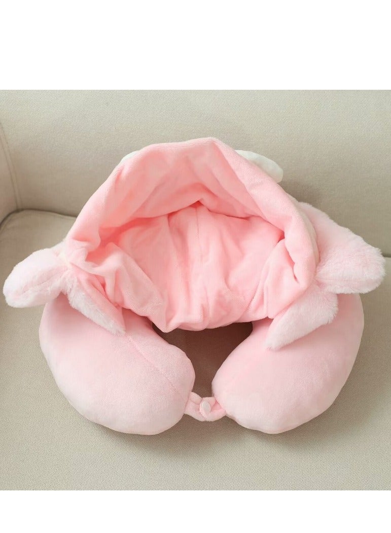 Cute Cartoon CRYBABY Powerpuff Girls Hooded U-Shaped Travel Neck Pillow Portable Comfort for Travelers and Office Nappers - Image 3
