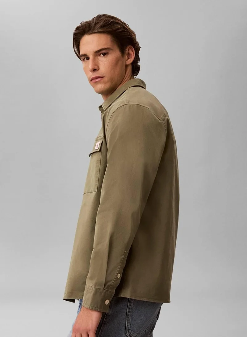 Calvin Klein Jeans Deep Lichen Green Comfort Cotton Utility Overshirt for Men | Best Price UAE