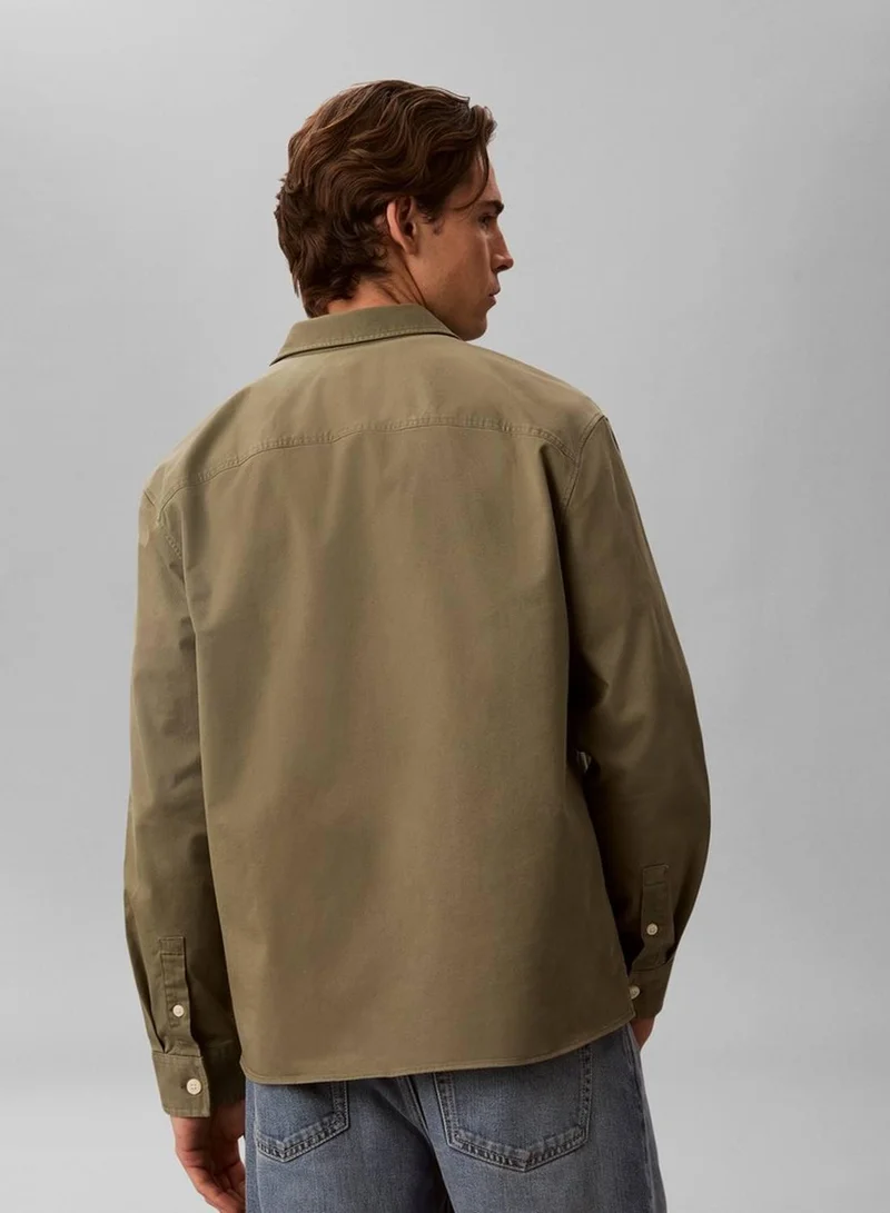 Calvin Klein Jeans Deep Lichen Green Comfort Cotton Utility Overshirt for Men | Best Price UAE