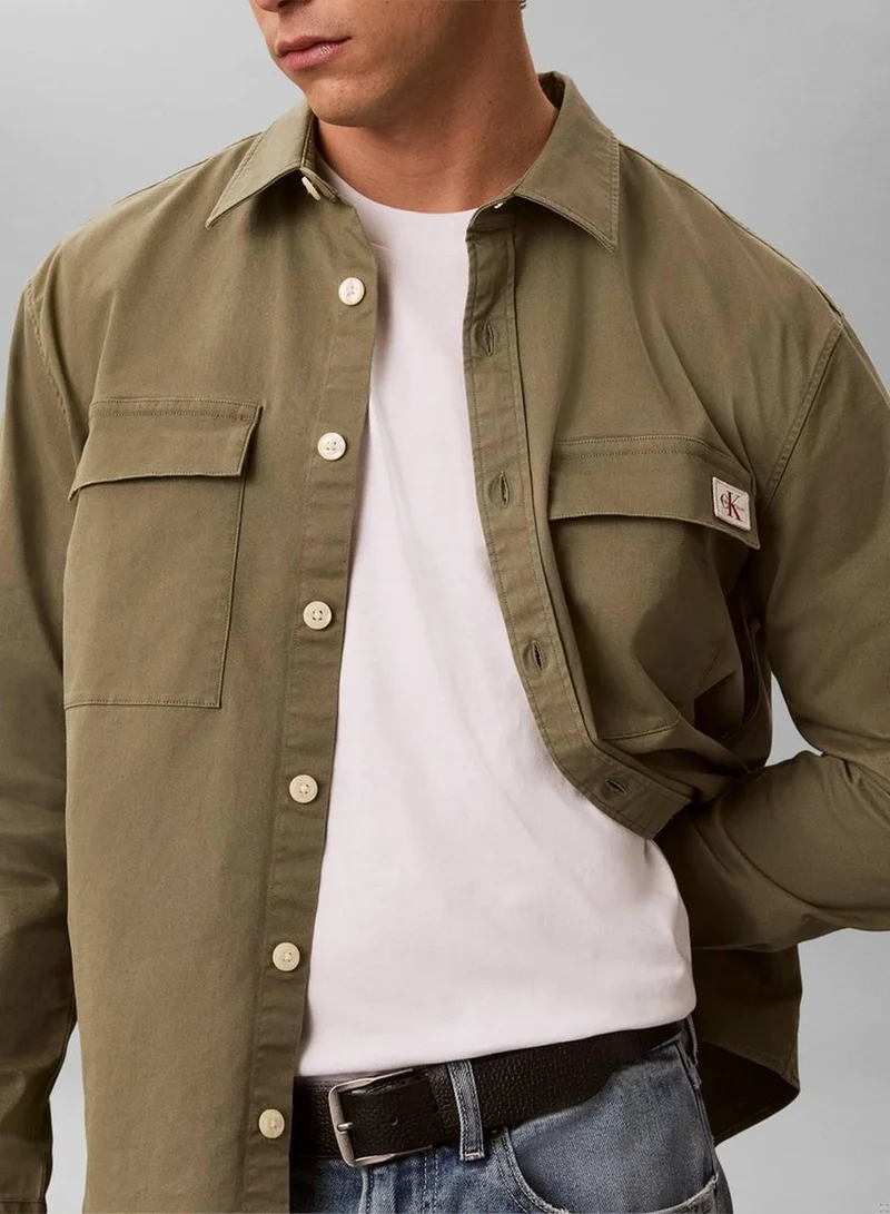 Calvin Klein Jeans Deep Lichen Green Comfort Cotton Utility Overshirt for Men | Best Price UAE