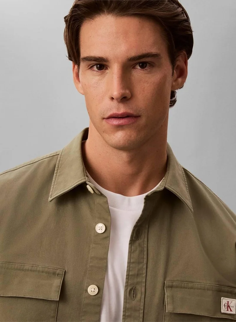 Calvin Klein Jeans Deep Lichen Green Comfort Cotton Utility Overshirt for Men | Best Price UAE
