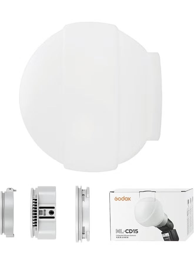 Godox ML-CD15 Diffusion Dome with 3 adapters, Flash Light Diffuser, Compatible for Godox V1 Series ML30 ML60 ML60BI AD200 AD200PRO AD300PRO AD400PRO V1S V1C V1N V1F V1O V860III-S TT685S TT660S - Image 1