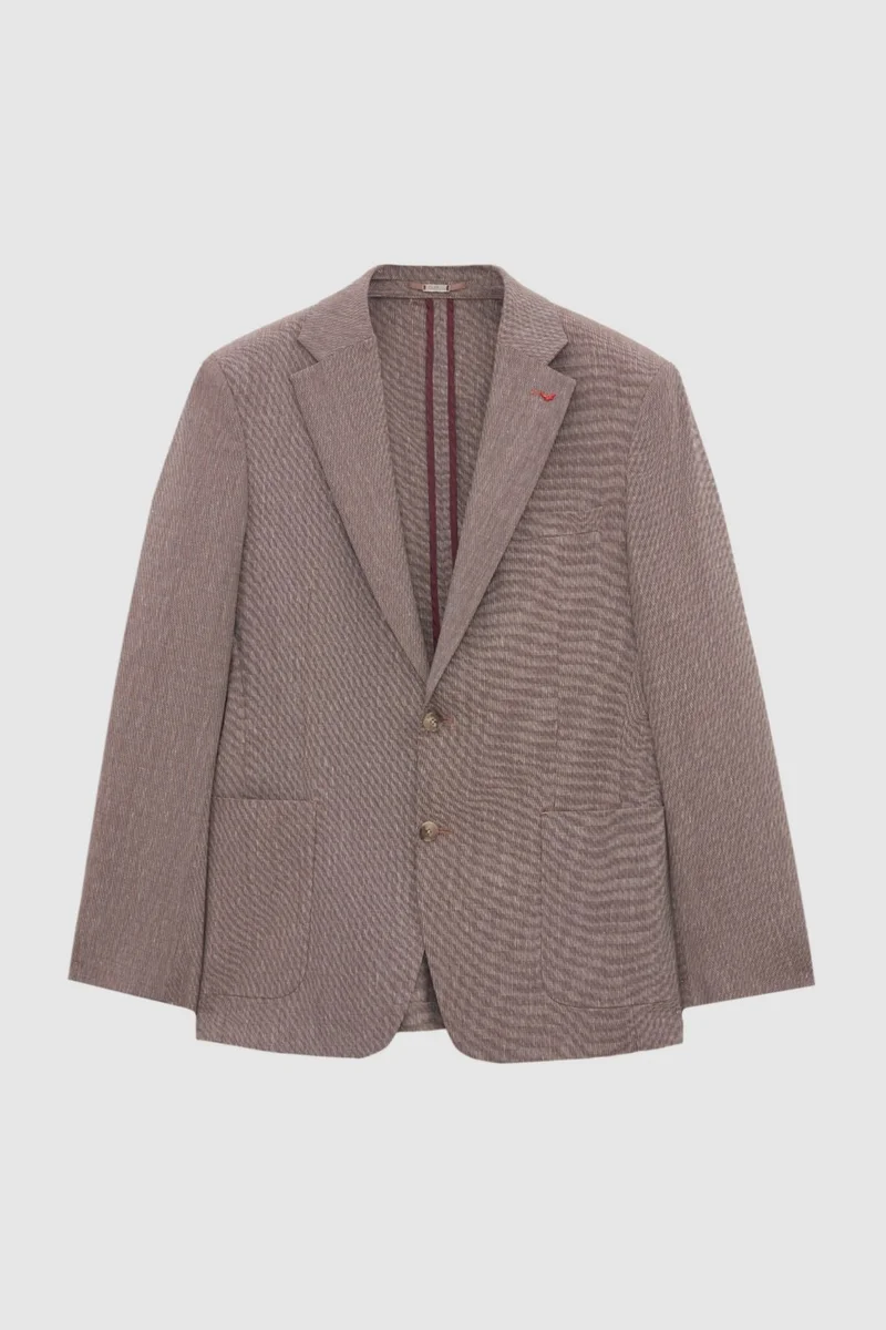 D'S DAMAT Ds Damat Slim Fit Claret Red Plain Fabric Jacket