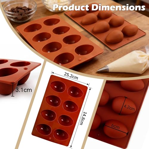GARBODIY 2 Pack 8-Cavity Easter Egg Silicone Baking Molds, Food-Grade Reusable Molds for DIY Chocolate, Candy, Jello, Pastry, Muffin, Oskrieel Cake Decor & Ice Cubes - Image 2
