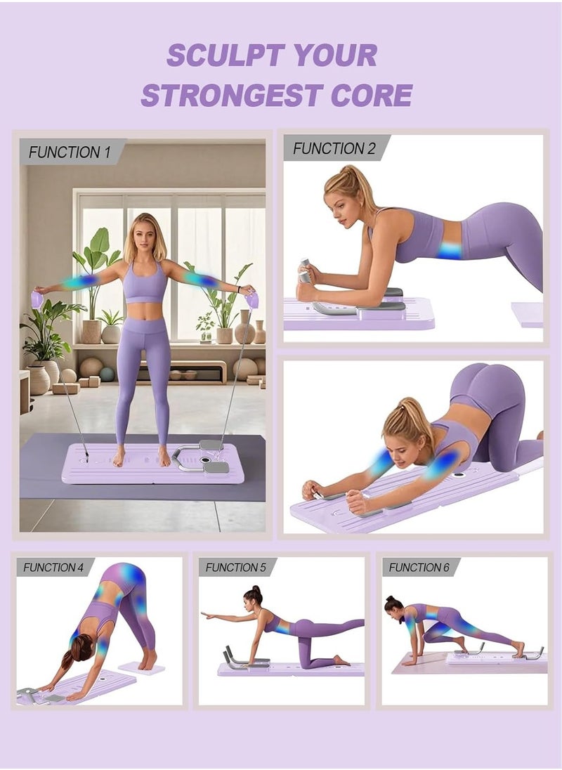 Generic Pilates Board-Pilates Reformer Set, Multi-Purpose Foldable Pilates Reformer Board for Home,Pilates Sliding Board,Purple  - Image 3