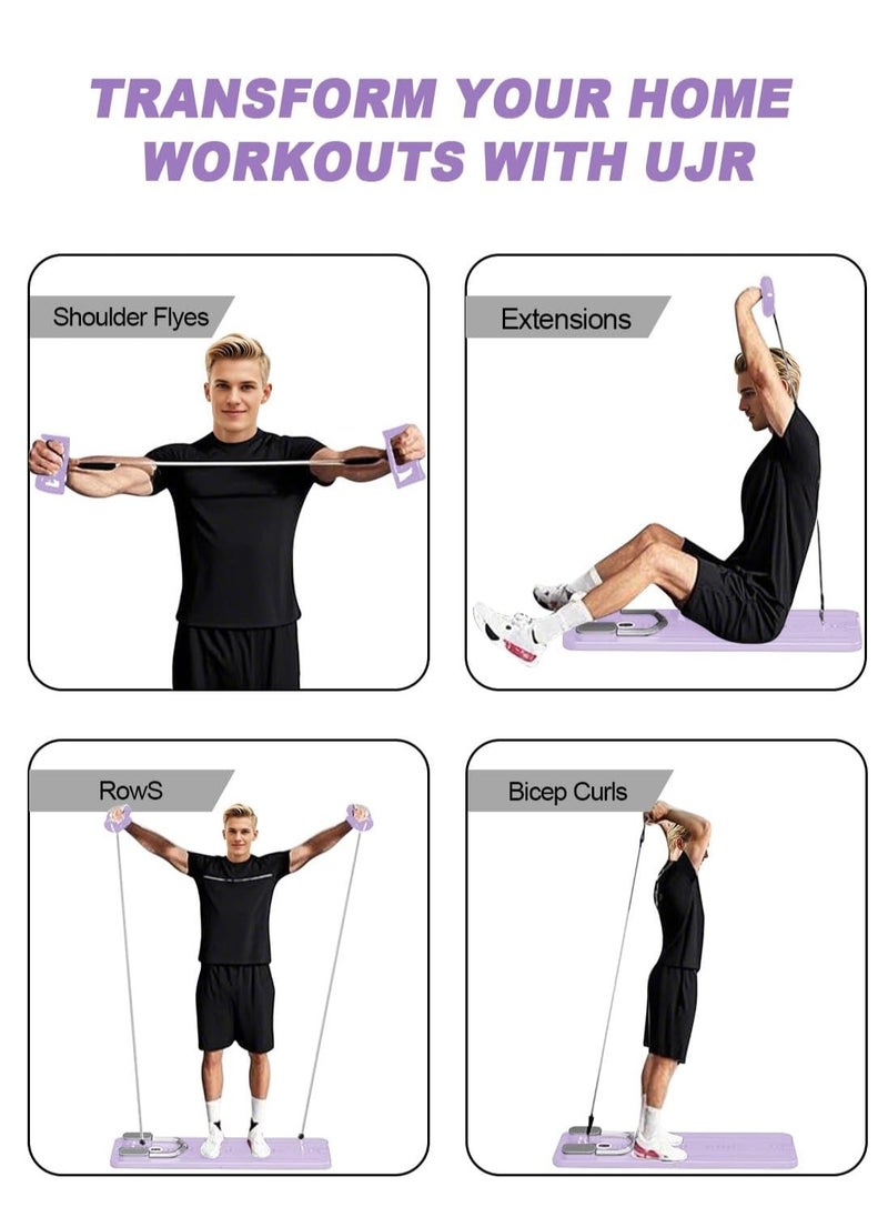 Generic Pilates Board-Pilates Reformer Set, Multi-Purpose Foldable Pilates Reformer Board for Home,Pilates Sliding Board,Purple  - Image 4