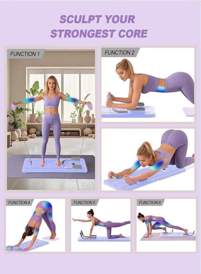 CIMIA Pilates Board-Pilates Reformer Set, Multi-Purpose Foldable Pilates Reformer Board for Home,Pilates Sliding Board,Purple  - Image 2