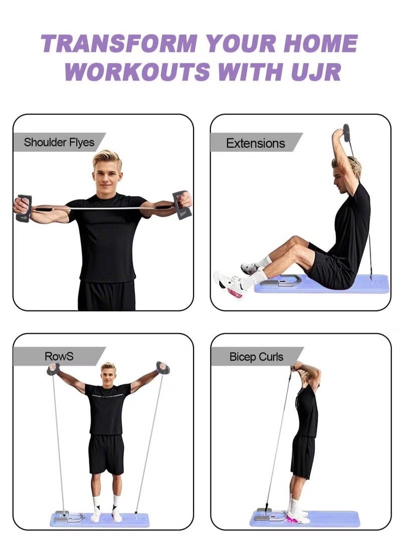 CIMIA Pilates Board-Pilates Reformer Set, Multi-Purpose Foldable Pilates Reformer Board for Home,Pilates Sliding Board,Purple  - Image 3