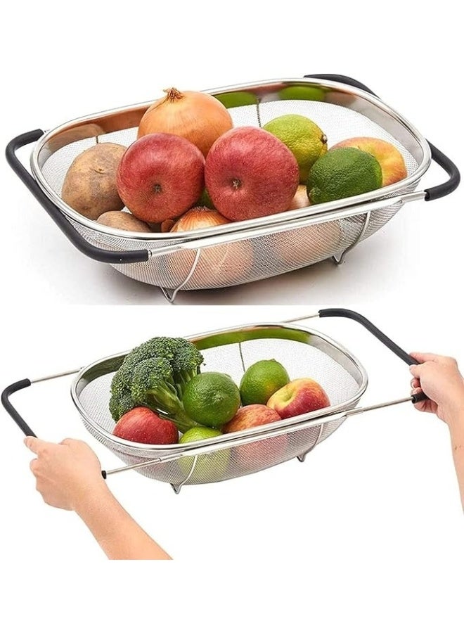 Happy Home Over the Sink Colander - Strainers and Colanders - Sink Strainer Basket - Expandable Fine Mesh Strainer with Rubber Grip for Veggie, Fruits, Pasta, Home Kitchen Essentials - Image 3