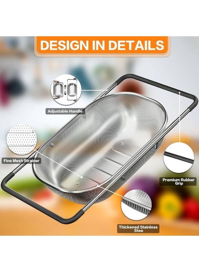 Happy Home Over the Sink Colander - Strainers and Colanders - Sink Strainer Basket - Expandable Fine Mesh Strainer with Rubber Grip for Veggie, Fruits, Pasta, Home Kitchen Essentials - Image 5
