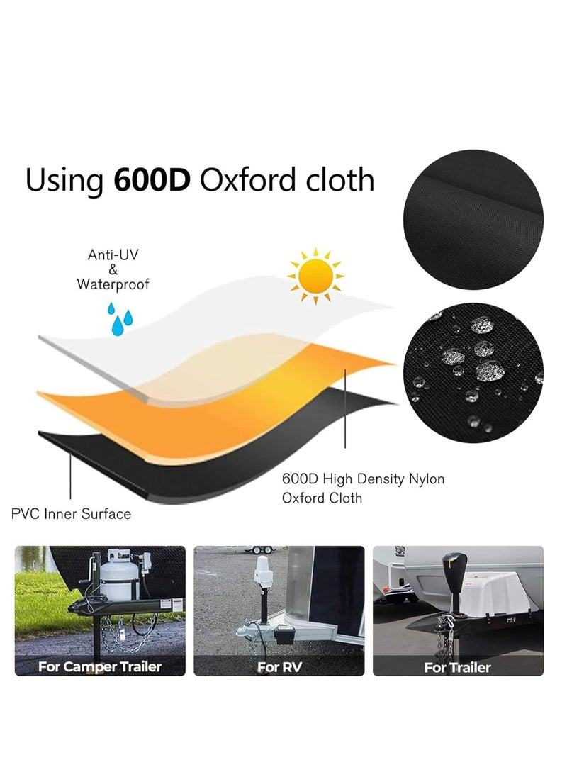 SYOSI RV Electric Tongue Jack Cover, 600D Universal Power Tongue Jack Waterproof Protective Cover Accessories for Camper Travel Camp Trailer,14″H x 5″W x 10″D, Black, 1 Pcs  - Image 3