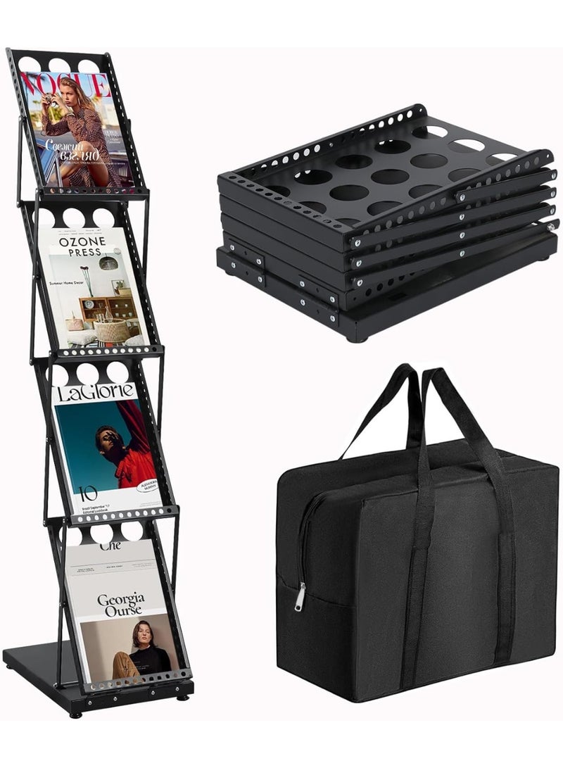 Arabest 4 Layers Brochure Magazine Rack Literature Display Rack with Carrying Bag, Foldable Catalog Rack Display Holder Stand for Trade Show,Office,Retail Store - Image 1