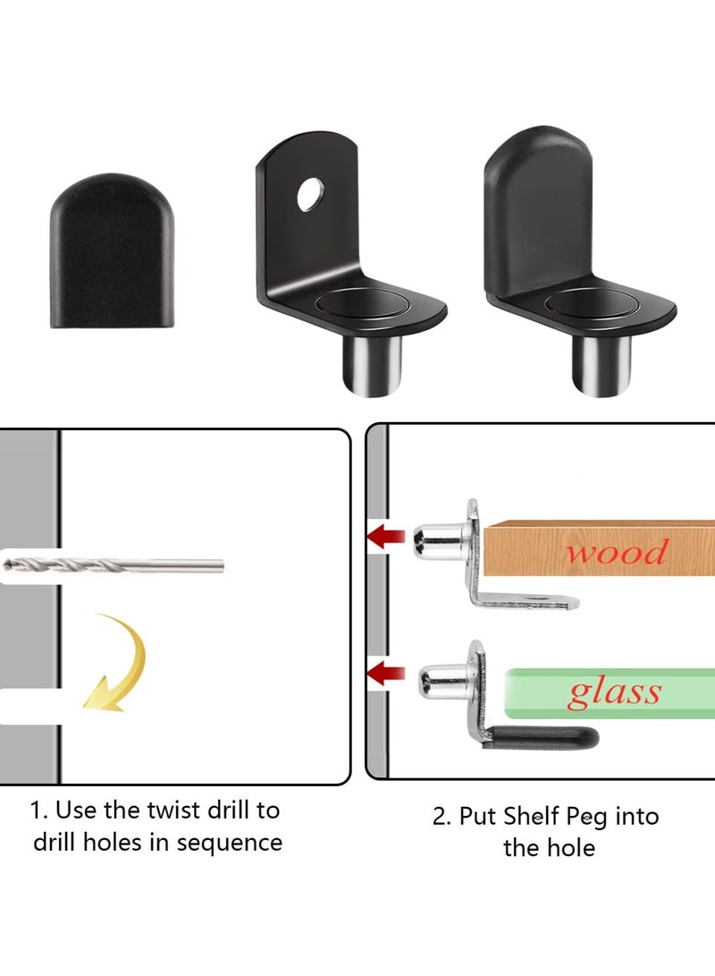 KASTWAVE L-Shelf Support Pegs, Plated Steel 1/4" L-Shaped Bracket Style Cabinet Shelf Support Pegs with Rubber Sleeve, for Kitchens Support and Shelves Black-50pcs - Image 4