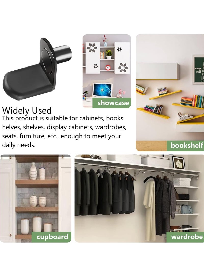 KASTWAVE L-Shelf Support Pegs, Plated Steel 1/4" L-Shaped Bracket Style Cabinet Shelf Support Pegs with Rubber Sleeve, for Kitchens Support and Shelves Black-50pcs - Image 5