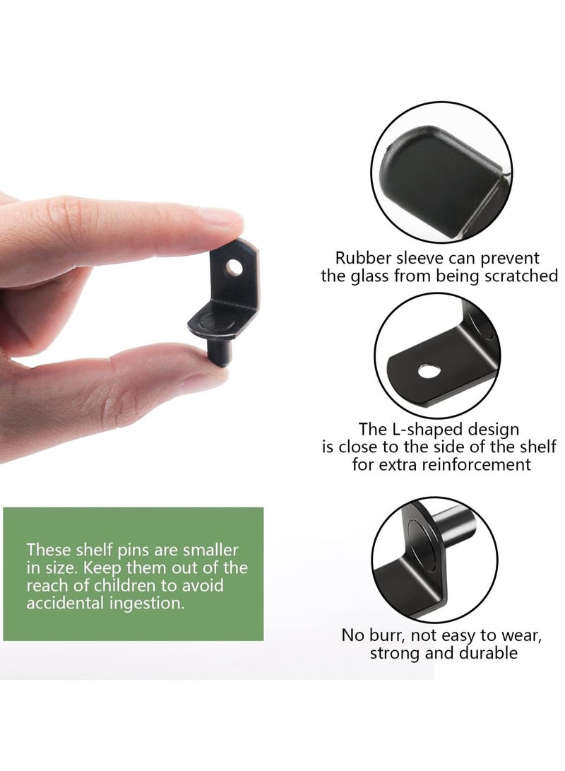 KASTWAVE L-Shelf Support Pegs, Plated Steel 1/4" L-Shaped Bracket Style Cabinet Shelf Support Pegs with Rubber Sleeve, for Kitchens Support and Shelves Black-50pcs - Image 2