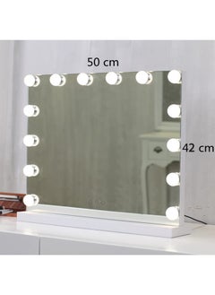 جي تي-ويل مرآة مكياج هوليوود مع 14 مصباح LED مضاءة وإطار معدني رفيع وتحكم باللمس  - Image 5