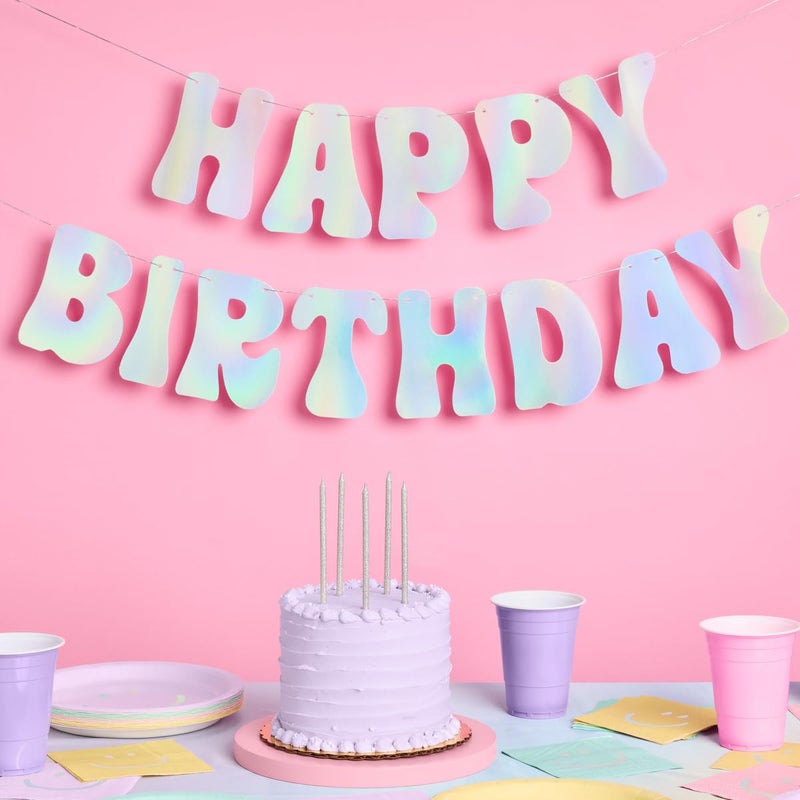 xo, Fetti xo Fetti Iridescent Happy Birthday Foil Banner 5 Ft Bday Party Decorations 70s Cool Birthday Decor Sweet 16 21st - Image 2