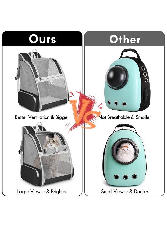 SSAWcasa Cat Backpack Carrier, Large Pet Backpack with Kitten Wand Feather Toy for Medium Small Dog Cat Puppy Kitty Bunny up to 15lbs, Ventilated Mesh Dog Travel Carrier for Hiking Walking Outdoor Use (Black) - Image 4