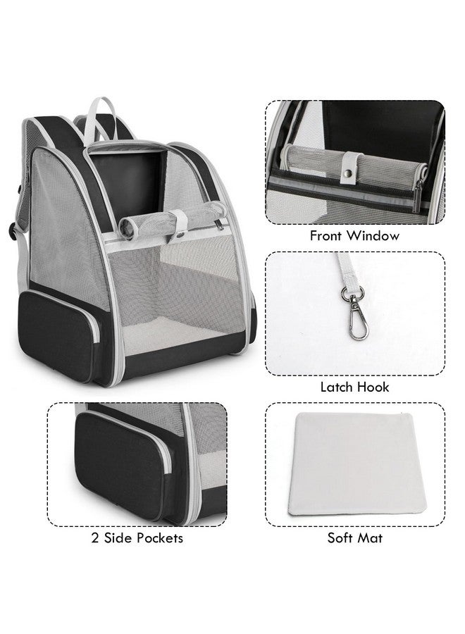 SSAWcasa Cat Backpack Carrier, Large Pet Backpack with Kitten Wand Feather Toy for Medium Small Dog Cat Puppy Kitty Bunny up to 15lbs, Ventilated Mesh Dog Travel Carrier for Hiking Walking Outdoor Use (Black) - Image 2