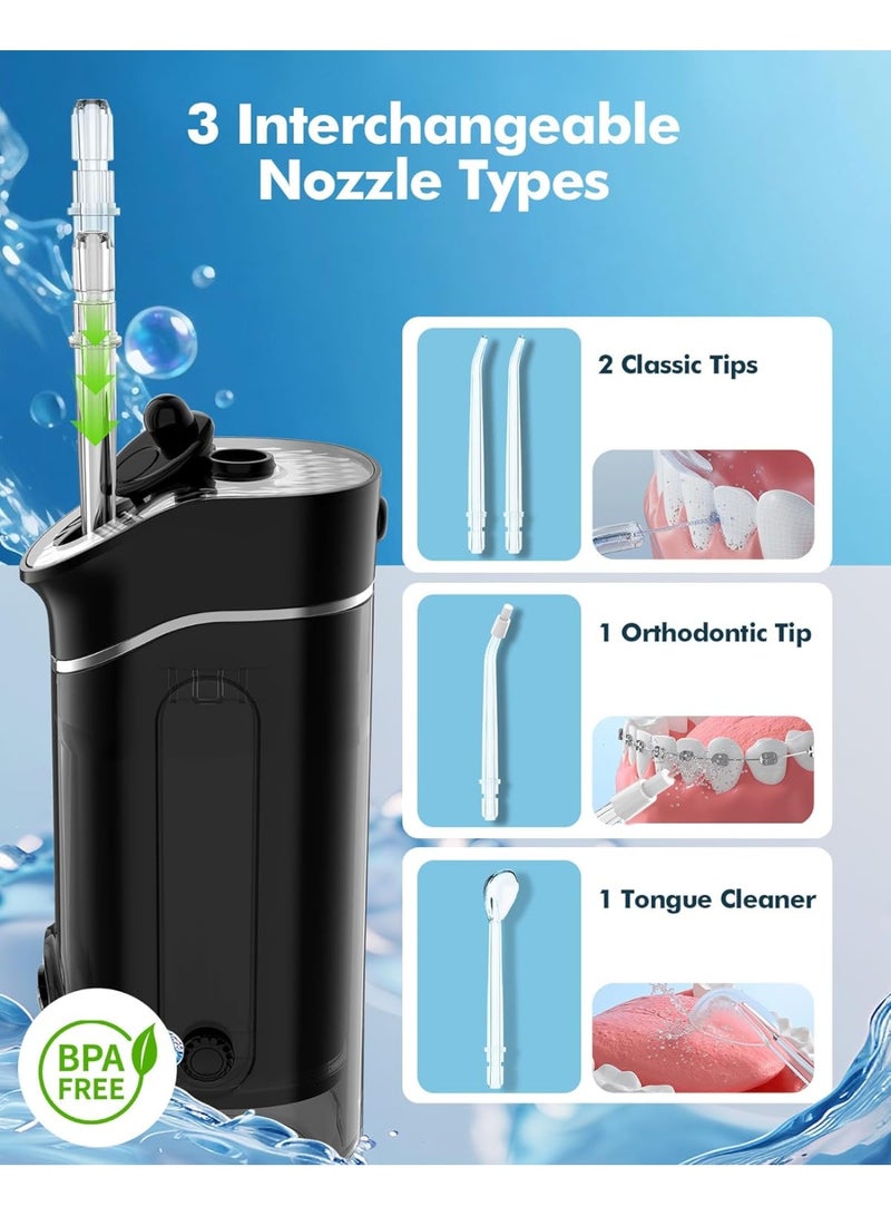 WAFLOO Water Flosser Travel Mini Cordless Portable: 5 Modes Water Dental Floss with Telescopic Water Tank, 4 Jet Tips, IPX7 Waterproof, Black - Image 5