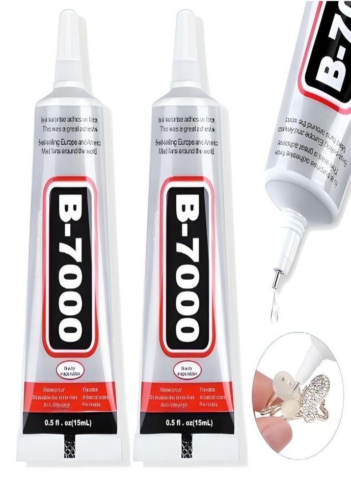 SOLASTA B-7000 Super Glue, Industrial Strength Adhesive B7000 Glues Paste for Rhinestones Crafts, Clothes Shoes, Fabric, Jewelry Making, Cell Phones, Tablet, Wood, Rubber, Leather Textile (2x15 ml/0.5 oz)  - Image 1