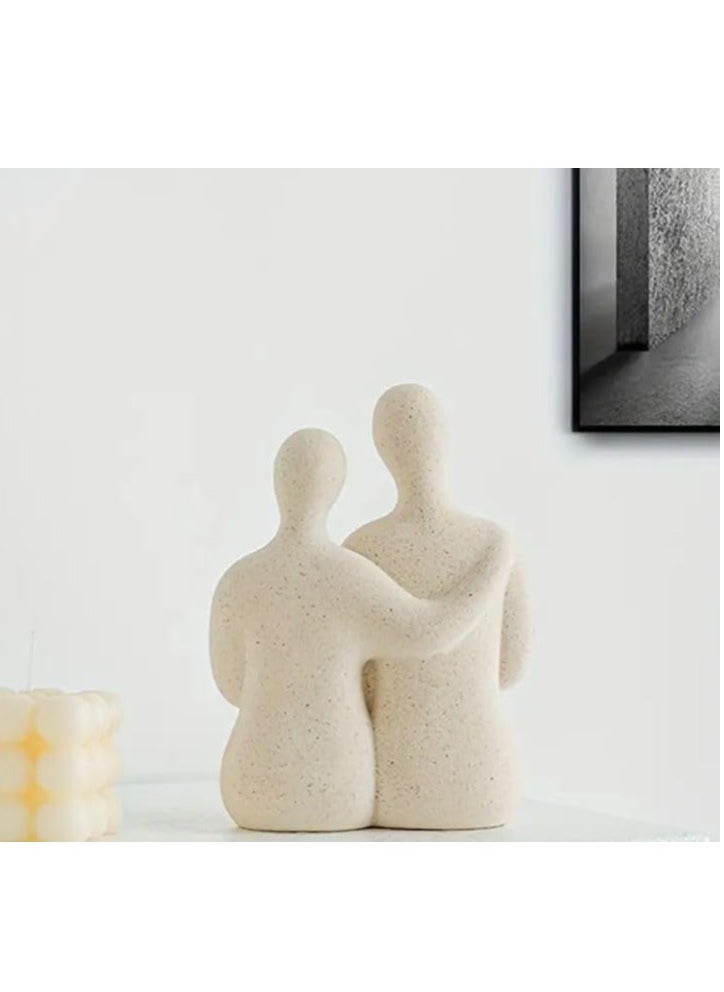 Decorhills DECORHILLS 1pc Abstract Ceramic Couple Embrace Statue, Scandinavian Love Symbol Figurine, Wedding, Anniversary, Valentine’s Day Gift, Modern Indoor Home Décor Living Room, Bedroom, and Office-AD-48  - Image 1