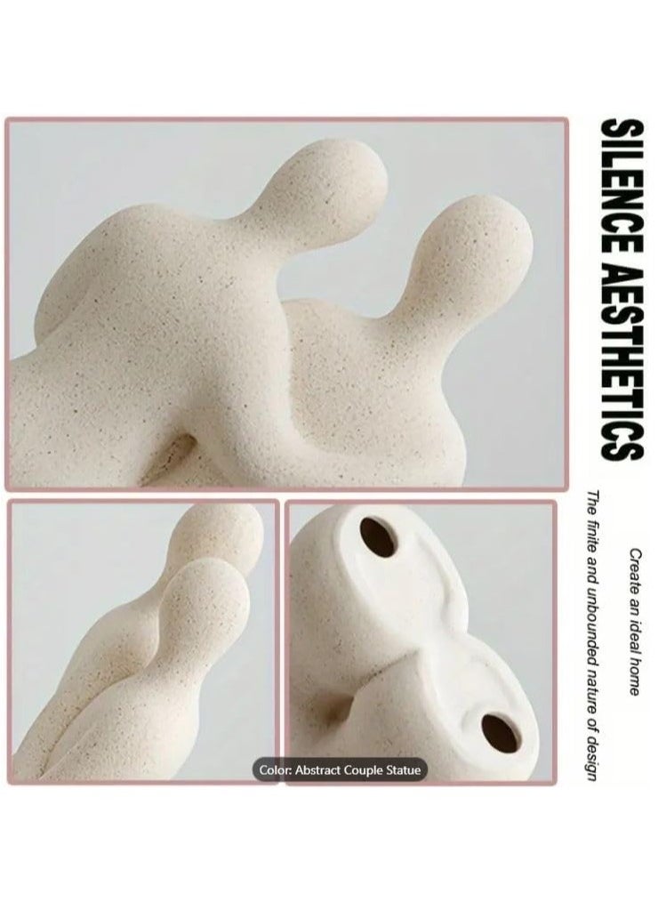 Decorhills DECORHILLS 1pc Abstract Ceramic Couple Embrace Statue, Scandinavian Love Symbol Figurine, Wedding, Anniversary, Valentine’s Day Gift, Modern Indoor Home Décor Living Room, Bedroom, and Office-AD-48  - Image 2