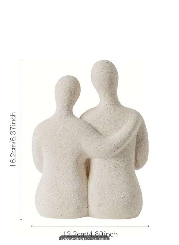 Decorhills DECORHILLS 1pc Abstract Ceramic Couple Embrace Statue, Scandinavian Love Symbol Figurine, Wedding, Anniversary, Valentine’s Day Gift, Modern Indoor Home Décor Living Room, Bedroom, and Office-AD-48  - Image 3