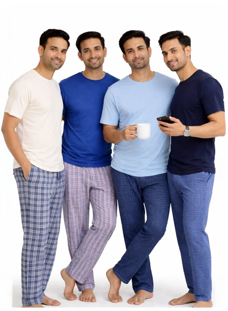 Victor And Jane  Men’s Short Sleeve T-Shirt & Long Pants Pyjama Set – Comfortable Relaxed Fit for Men | Best Price UAE