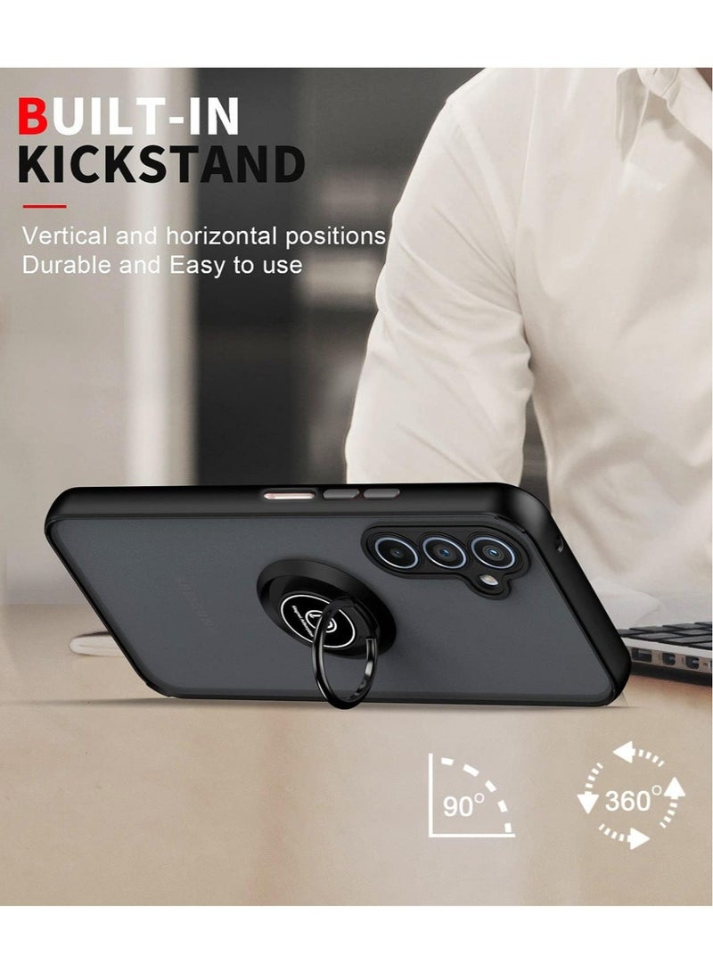 Techie Stylish Translucent Back Cover Case with Magnetic Ring Kickstand Holder for Samsung Galaxy A25 – Black - Image 5