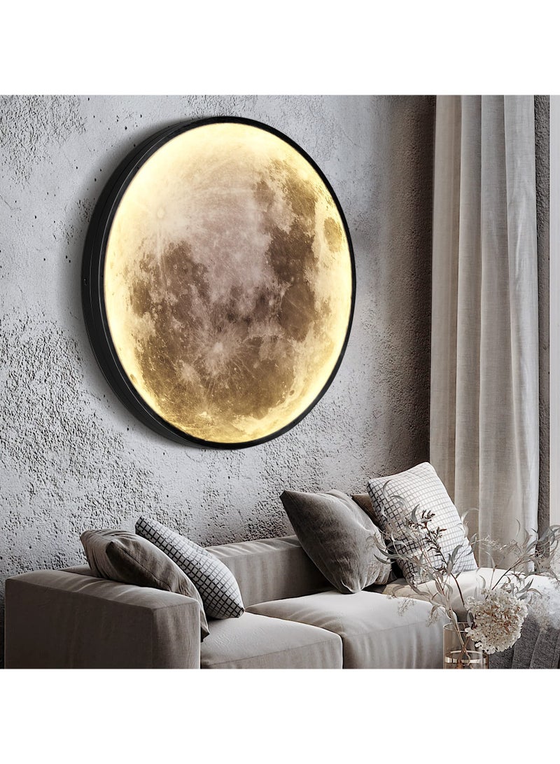SYOSI ضوء الجدار القابل للتعتيم على شكل قمر 19.6 إنش مع جهاز تحكم عن بعد، ضوء جدار LED حديث، 24 واط، مصباح جدار أسود مثبت على الجدار داخلي لمصباح السقف في غرفة المعيشة غرفة النوم - Image 1