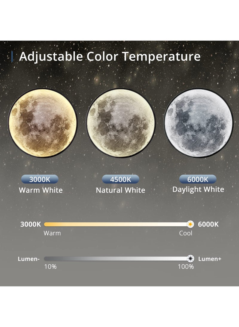 SYOSI ضوء الجدار القابل للتعتيم على شكل قمر 19.6 إنش مع جهاز تحكم عن بعد، ضوء جدار LED حديث، 24 واط، مصباح جدار أسود مثبت على الجدار داخلي لمصباح السقف في غرفة المعيشة غرفة النوم - Image 3