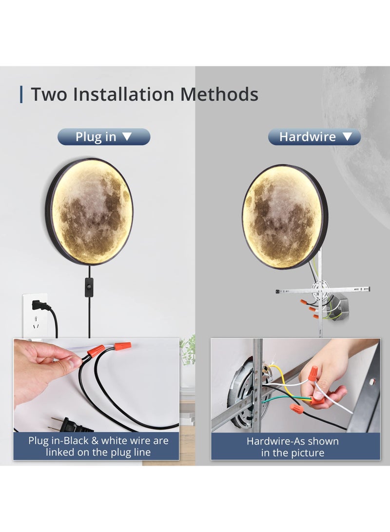 SYOSI ضوء الجدار القابل للتعتيم على شكل قمر 19.6 إنش مع جهاز تحكم عن بعد، ضوء جدار LED حديث، 24 واط، مصباح جدار أسود مثبت على الجدار داخلي لمصباح السقف في غرفة المعيشة غرفة النوم - Image 5