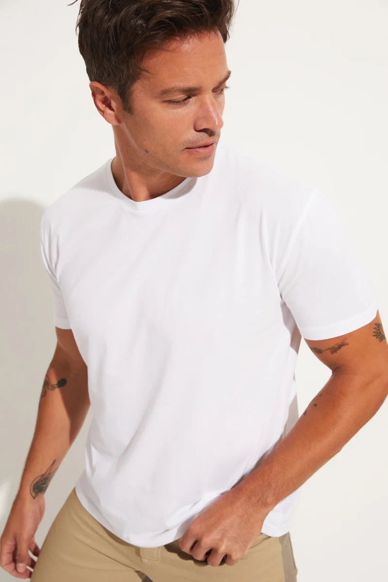 JUNE Men's Oversize 100% Cotton Cardigan Collar Detail T-Shirt