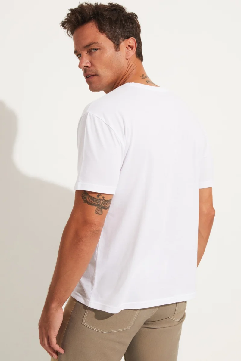 JUNE Men's Oversize 100% Cotton Cardigan Collar Detail T-Shirt