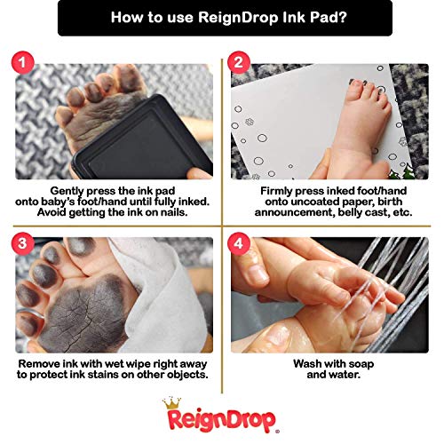 ReignDrop Ink Pad for Baby Footprint & Handprint - Creates Impressive Long Lasting Keepsake Stamp for Infant & Kids. Smudge Proof, Easy to Wipe Off Skin, Safe & Gentle Acid Free(Purple) - Image 3