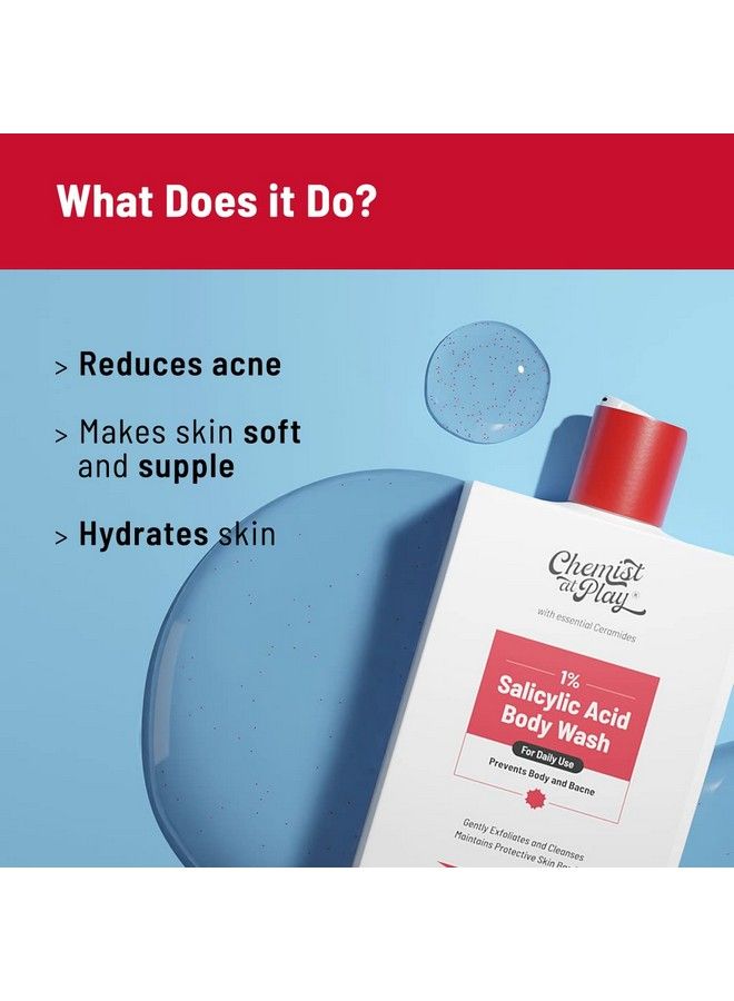 Chemist at Play غسول الجسم لمكافحة حب الشباب مع السيراميدات؛ 3% بنتافيتين + 1% حمض الساليسيليك؛ للبشرة الدهنية والعادية والجافة المتعرقة؛ لحب الشباب في الظهر (حب الشباب في الظهر) الملمس الخشن وملمس البشرة الناعم؛ 473 مل - Image 4