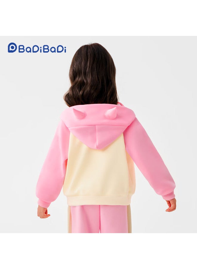 Badibadi Autumn Winter Baby Girls Hooded Cardigan Sports Casual Loose Fit Versatile Cute Monster 80