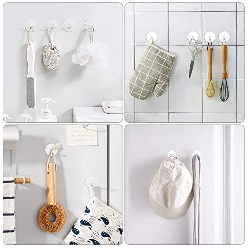 VIS'V VISV Adhesive Hooks Small Metal Shower Wall Stick on Hooks Waterproof 2 Extra Adhesive Strips Round White 4 Pcs - Image 3