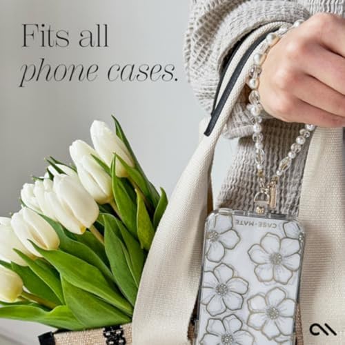 Case-Mate Phone Charm with Beaded Pearls and Crystals - Detachable Anti Theft Strap - Hands-Free iPhone Wrist Strap for Women - Phone Chain Wristlet for Galaxy, Pixel and More - Crystal Pearl - Image 5