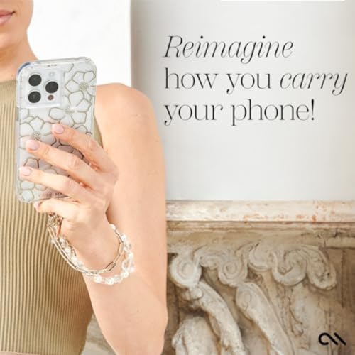 Case-Mate Phone Charm with Beaded Pearls and Crystals - Detachable Anti Theft Strap - Hands-Free iPhone Wrist Strap for Women - Phone Chain Wristlet for Galaxy, Pixel and More - Crystal Pearl - Image 2
