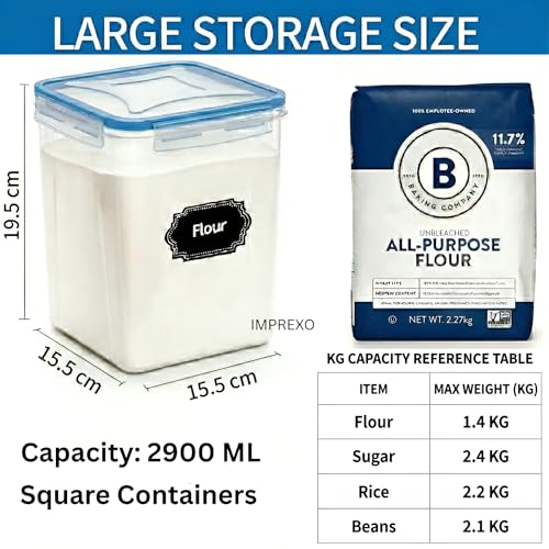 IMPREXO airtight plastic containers for kitchen storage containers for kitchen airtight kitchen containers (Pack of 2, 2900 ML) - Image 2