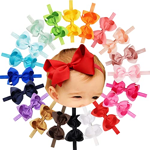 CÉLLOT Baby Girls Headbands Grosgrain Ribbon 4.5" Hair Bows Headband Big Bow Hair Bands for Toddler Pack of 20 - Image 1