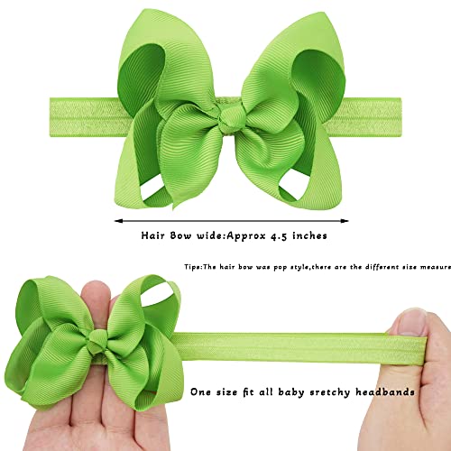 CÉLLOT Baby Girls Headbands Grosgrain Ribbon 4.5" Hair Bows Headband Big Bow Hair Bands for Toddler Pack of 20 - Image 4
